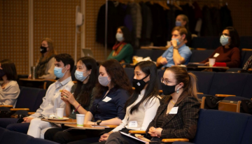 Attendees listen to the day’s presentations at the Earl W. Davie Symposium 2021. Photo by Kitty Liu.