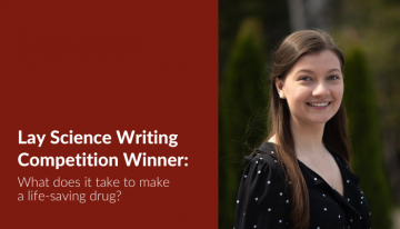 Bio photo of Alexandra Witt, the winner of the Lay Science Writing Competition "Science behind the scenes", with her entry "What does it take to make a life-saving drug?"