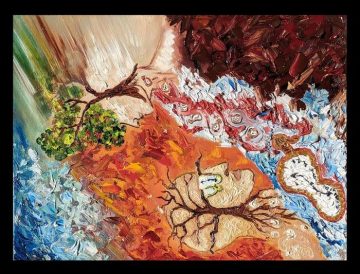 This is a painting representing Alzheimer's transmissibility as reported in this Stem Cell Reports study. Credit: Chaahat Singh.